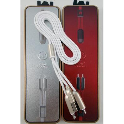 Кабель для зарядки 2 в 1 Lightning/Micro WK Twins series плоский белый