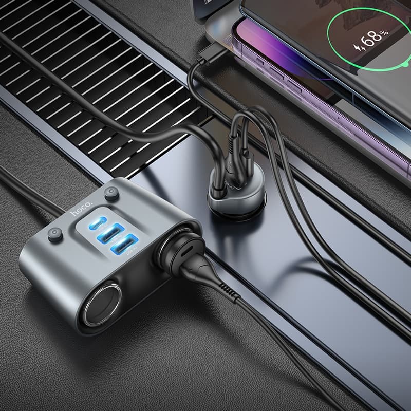 Изображение Разветвитель HOCO Z51 2 прикуривателя + 2 PD 30W + 3USB черный сайта akstel.ru фото Разветвитель HOCO Z51 2 прикуривателя + 2 PD 30W + 3USB черный