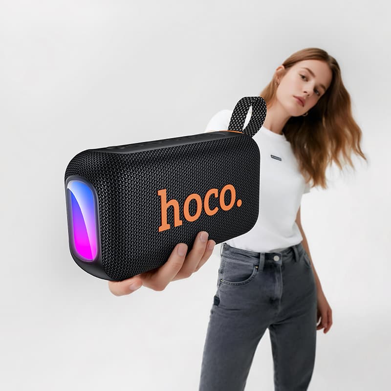 Колонка блютуз HOCO HC32 LED влагозащищенная черная 1500mAh
