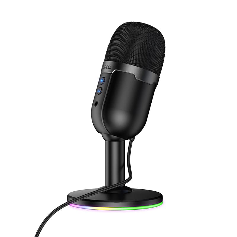 Микрофон компьютерный настольный Игровой стрим HOCO L25 USB 2.0/3.0 RGB подсветка кабель 1.6 м черный