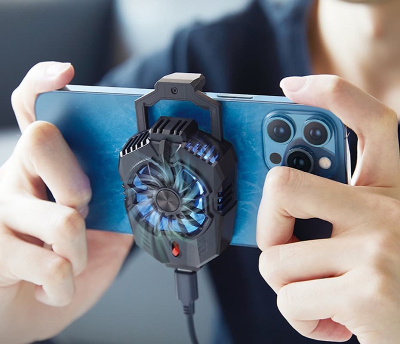 Изображение Охлаждающий кулер вентилятор крепление на корпус смартфона HOCO GM10 с подсветкой черный фото Охлаждающий кулер вентилятор крепление на корпус смартфона HOCO GM10 с подсветкой черный
