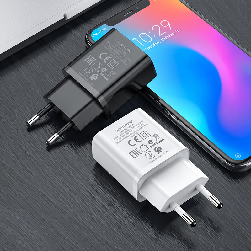 фото Сетевое зарядное устройство + кабель Micro USB Borofone BA52A 1USB 2.1A белый