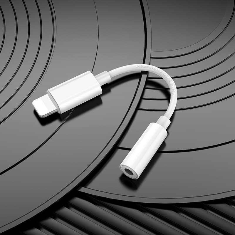Аудио адаптер переходник для наушников iphone с Lightning на Jack 3.5 Borofone BV21 белый