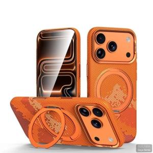 Чехол накладка для iphone 17 Pro Max (6.9) SULADA Auspicious карбон пластик с магнитом оранжевый полосы горы