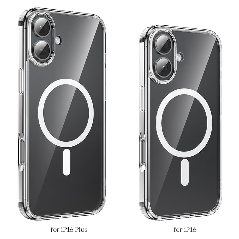 фото Чехол накладка для iphone 16 Plus 6.7 HOCO защита углов силикон+пластик с магнитом матовая белая