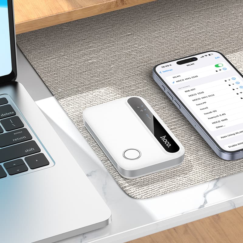 Беспроводной WiFi Роутер карманный Hoco HI41 Wi-Fi6 4G 150Мбит/с 2100mAh работает с сим картой белый