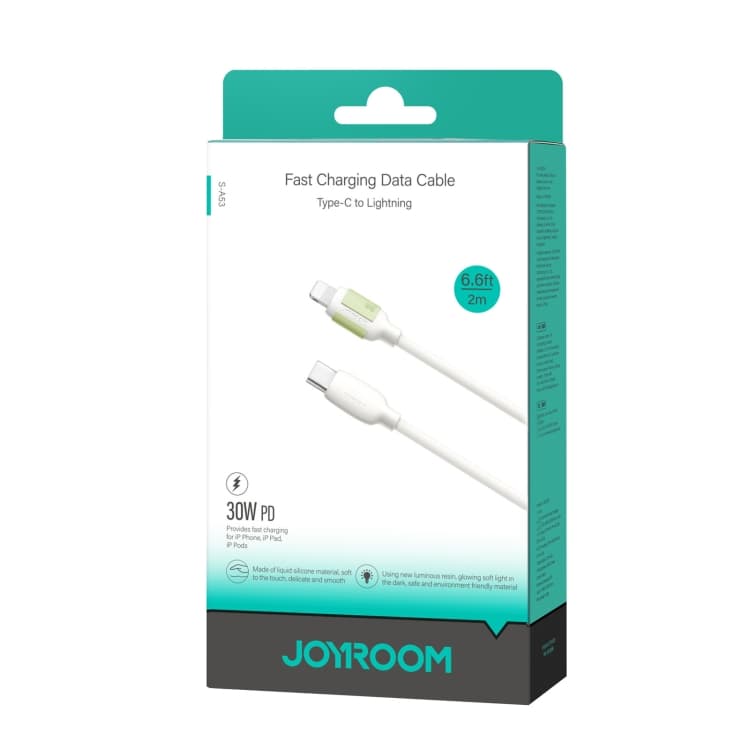 Кабель для зарядки iP Lightning to Type-C Joyroom S-A53 PD 30W 2м жидкий силикон бежевый