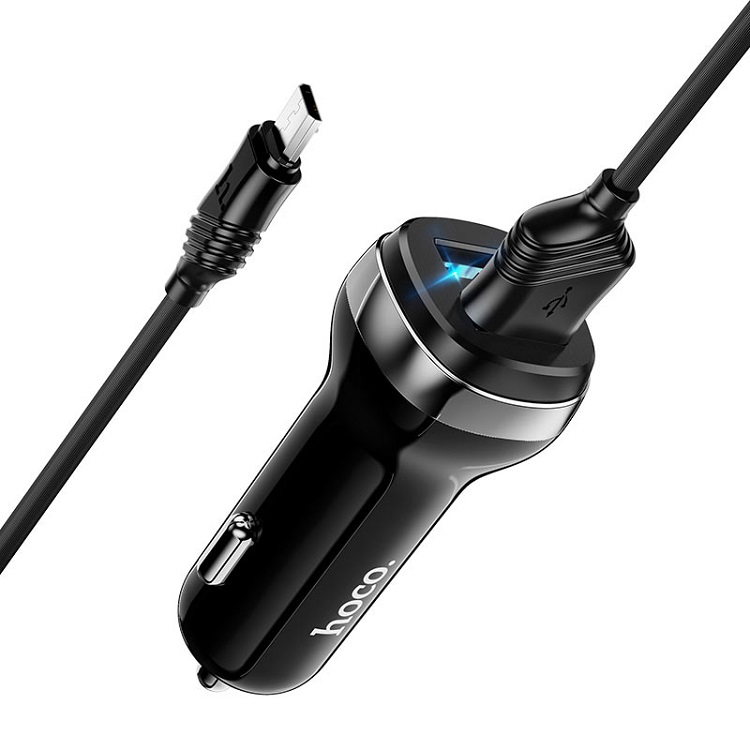 Изображение Автомобильное зарядное устройство + кабель Micro USB HOCO Z40 2USB 2,4A черный фото Автомобильное зарядное устройство + кабель Micro USB HOCO Z40 2USB 2,4A черный
