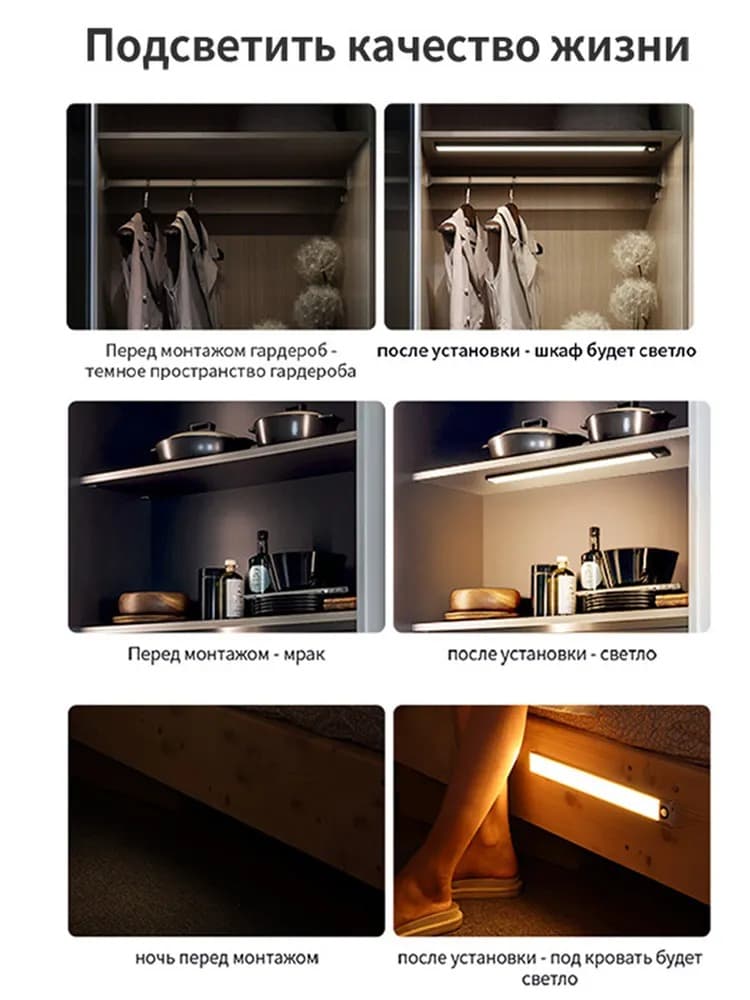 Беспроводной светильник с датчиком движения Yeelight Motion Sensor Closet Light A40 15.7d 2700K черный YLCG004