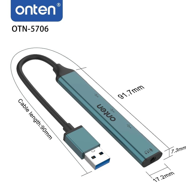 Разветвитель адаптер переходник USB HUB Хаб Onten OTN-5706 4в1 3 порта USB+3.5mm Jack Разветвитель адаптер переходник USB HUB Хаб Onten OTN-5706 4в1 3 порта USB+3.5mm Jack