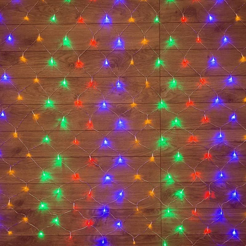 Гирлянда светодиодная сетка 1,5х1,5 м провод прозрачный LED-96 220V мультиколор NEON-NIGHT 215-109