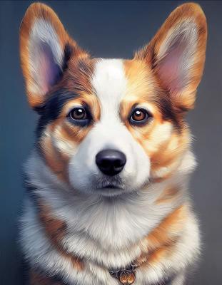 Набор для творчества алмазная мозаика Портрет корги 17х22 полное заполнение 22 цвета подрамник деревянный Рыжий кот