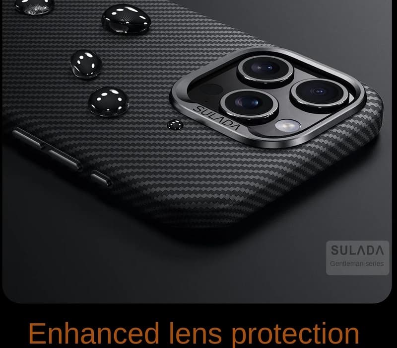 фото Чехол накладка для iphone 15 Pro Max (6.7) SULADA Gentleman карбон пластик черный с магнитом для magsafe