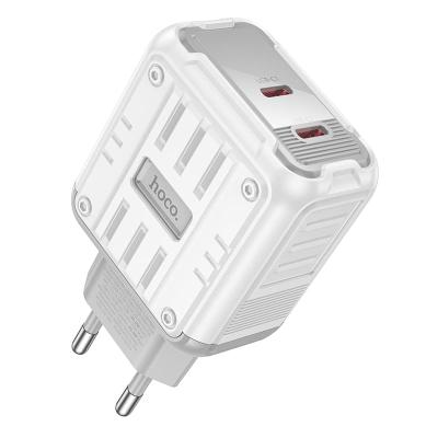 Сетевое зарядное устройство Адаптер Блок питания HOCO C137A Rock 2PD 45W QC3.0 / 2 Type-C USB-C 3A белое