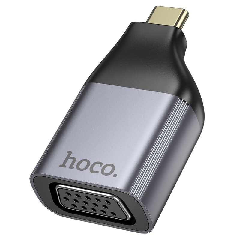 Адаптер переходник конвертер с Type-C USB на VGA HOCO UA34 2K серый металл Адаптер переходник конвертер с Type-C USB на VGA HOCO UA34 2K серый металл