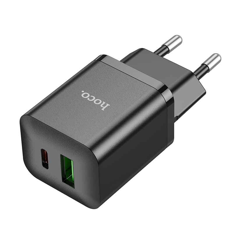 фото Сетевое зарядное устройство Адаптер Блок питания HOCO N28 PD 20W+QC3.0 / Type-C USB-C+USB черное