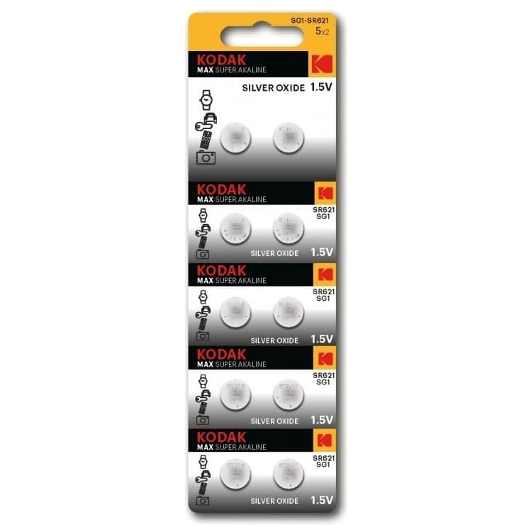 Батарейка Kodak алкалиновая SG1 (364) SR621, SR60 MAX Silver Oxid Button Cell Батарейка Kodak алкалиновая SG1 (364) SR621, SR60 MAX Silver Oxid Button Cell