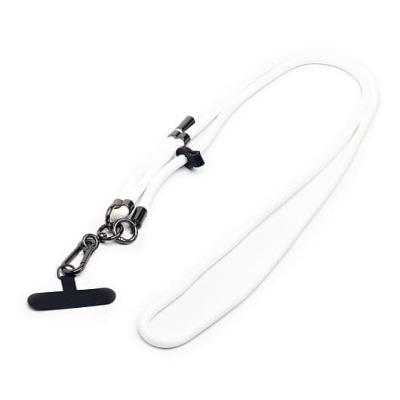 Шнурок держатель для телефона на шею регулируемый с карабином 140см белый