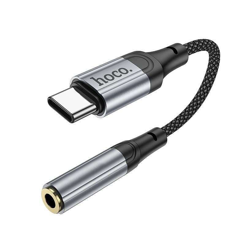 Аудио адаптер переходник для наушников с Type-C USB-C на Jack 3.5 Hoco LS36 12см черный