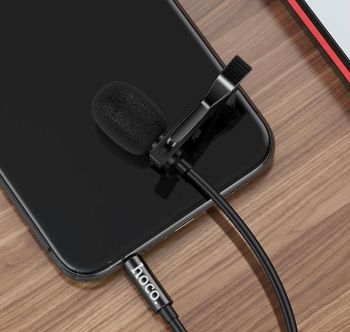 Микрофон петличный jack 3,5mm HOCO DI02 2м черный