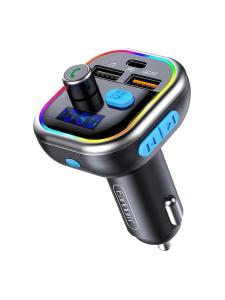 FM трансмиттер bluetooth модулятор  ET-M61 USB + USB QC3.0 + PD черный