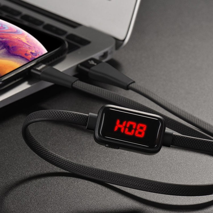 Кабель для зарядки iphone Lightning HOCO S4 2.4A с дисплеем черный