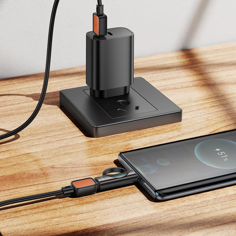 Адаптер переходник с дисплеем с Type-C USB на Lightning HOCO UA32A 60W черный
