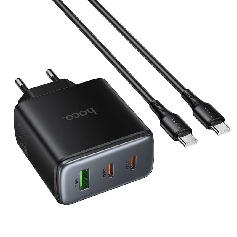 фото Сетевое зарядное устройство + кабель Type-C to Type-C HOCO C160A 2PD 65W+QC3.0 черный