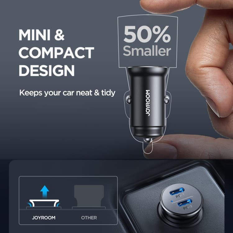 фото Автомобильное зарядное устройство Joyroom JR-CCN06 Mini Metal 2PD 30W Type-C USB-C черное