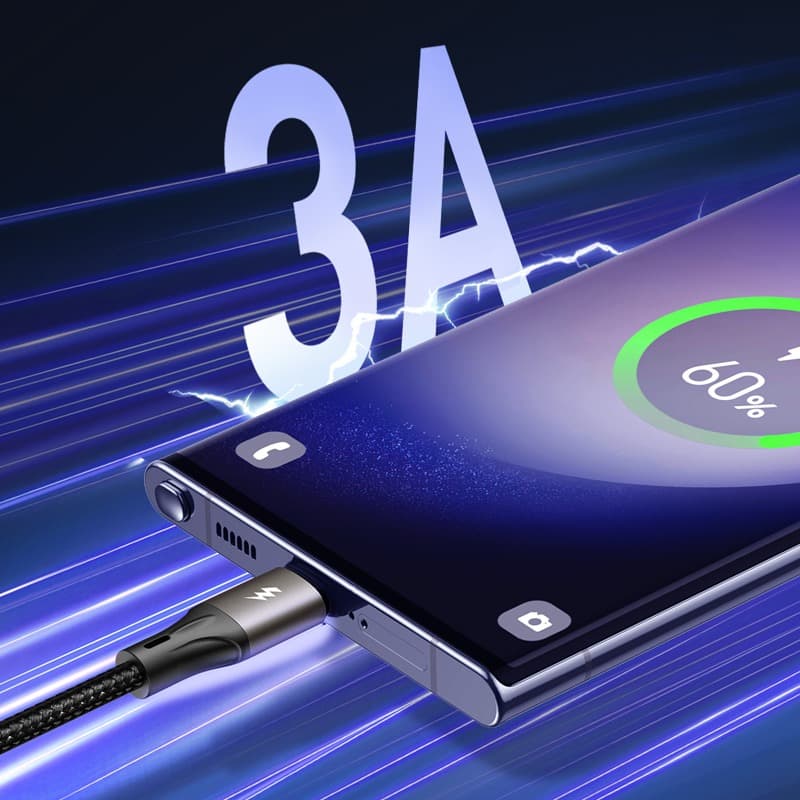 Кабель для зарядки Type-C USB Joyroom SA25-AC3 2м 3A в оплетке черный