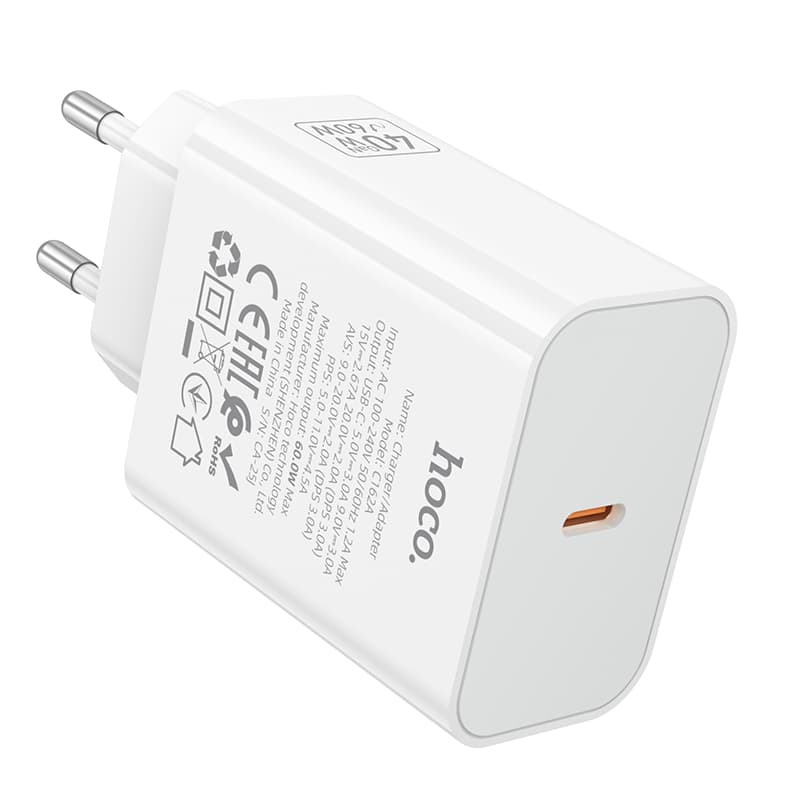 фото Сетевое зарядное устройство Адаптер Блок питания HOCO C162A PD 40W до 60W Type-C USB-C белое