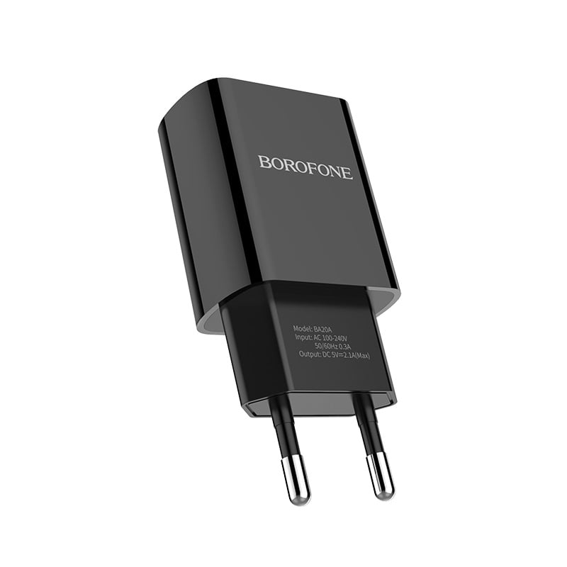 фото Сетевое зарядное устройство Адаптер Блок питания Borofone BA20A USB 2.1A черное