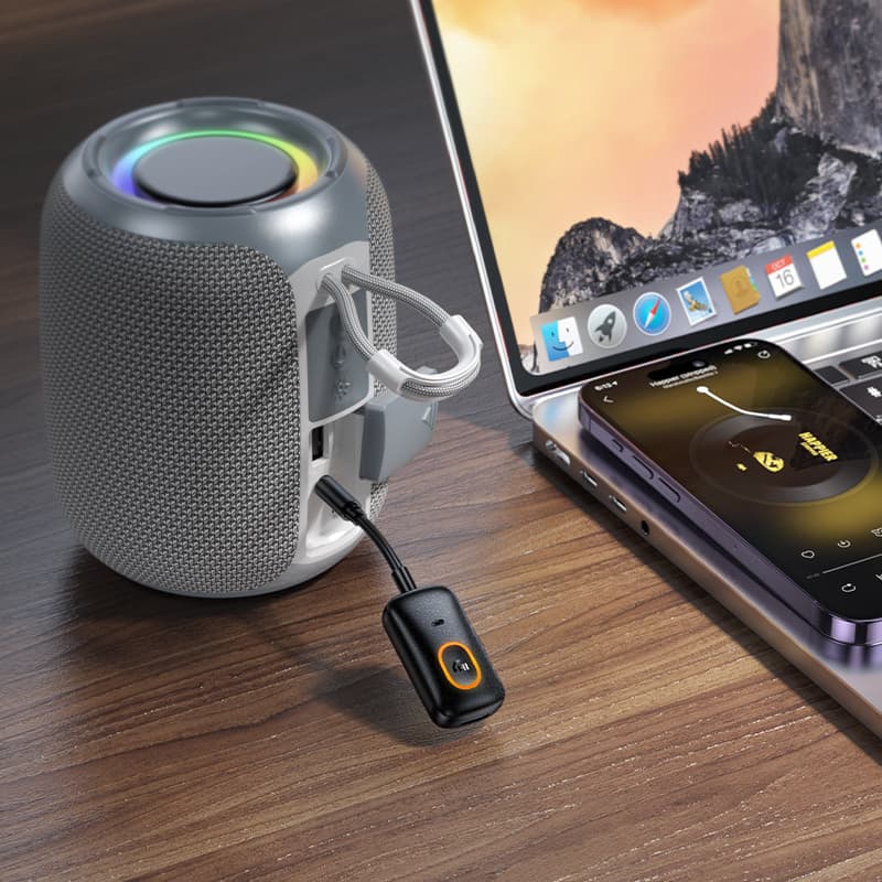 фото Блютуз aux трансмиттер bluetooth адаптер ресивер Hoco E151 черный