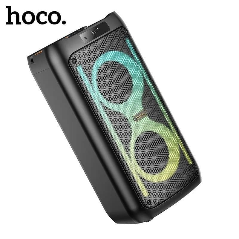 Колонка блютуз с микрофоном караоке HOCO HA6 LED многофункциональная черная 4500mAh