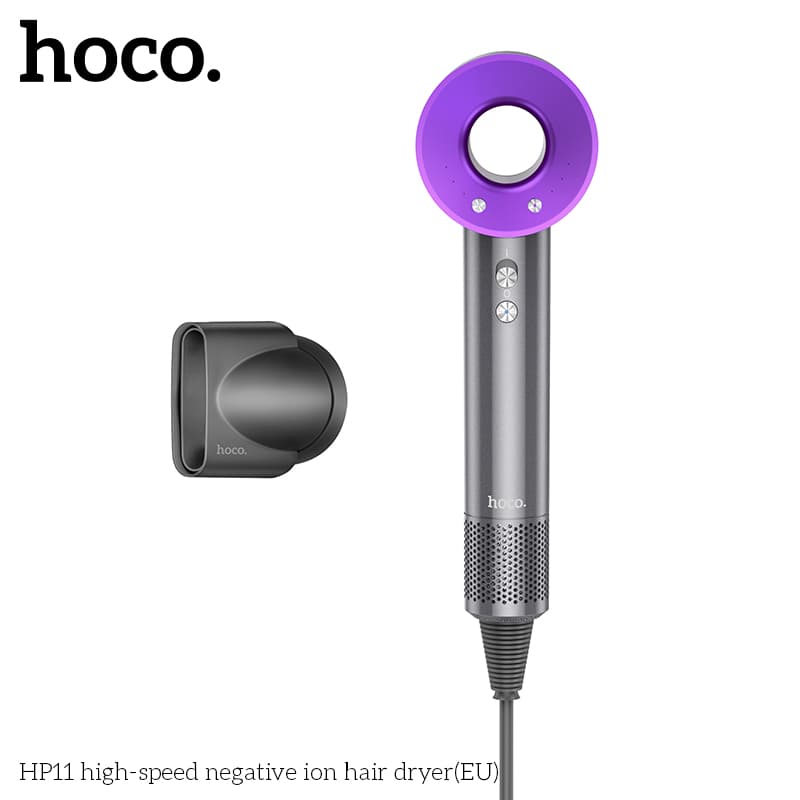 Фен для волос Hoco HP11 с отрицательными ионами фиолетовый