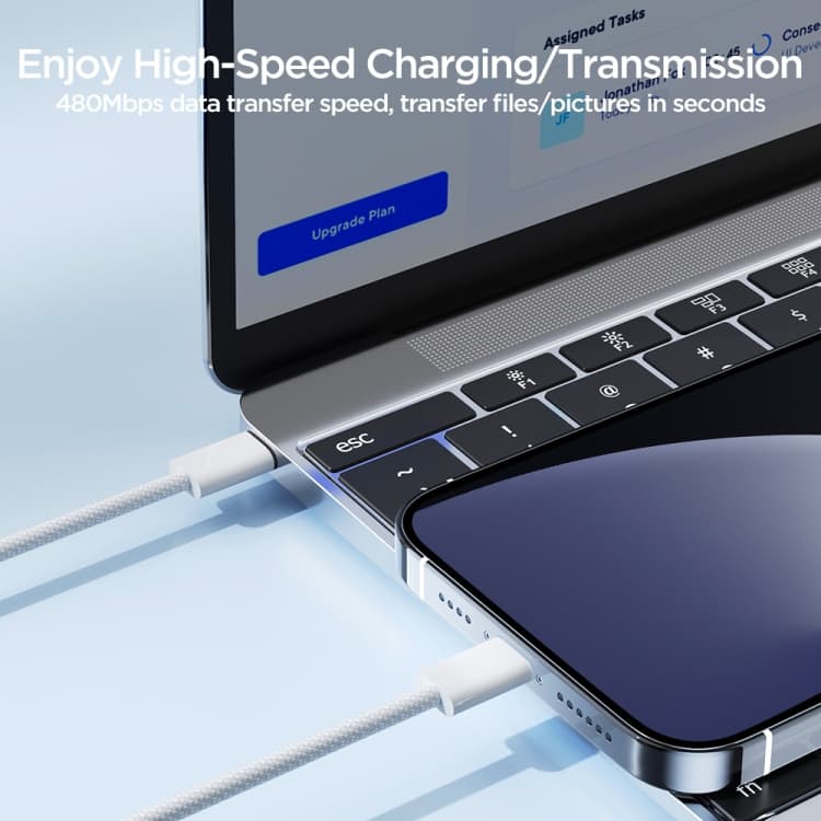 Кабель для зарядки iP Lightning to Type-C Joyroom S-A45 PD 30W 1м в нейлоновой оплетке белый Кабель для зарядки iP Lightning to Type-C Joyroom S-A45 PD 30W 1м в нейлоновой оплетке белый