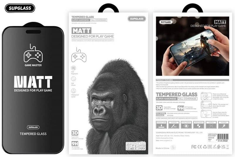фото Защитное стекло для iphone 15 Pro Max 6.7 SupGlass XC-13 Matt Gaming 3D черное