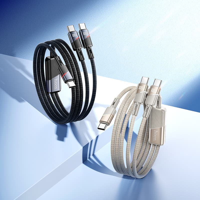 Кабель для зарядки 2 в 1 Type-C to Type-C 100W/Type-C to Type-C PD 100W HOCO U139 1.2м черный