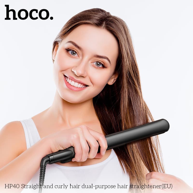 Выпрямитель для волос Hoco HP40 2в1 выпрямление и завивка черный