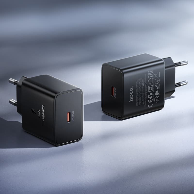 фото Сетевое зарядное устройство Адаптер Блок питания HOCO N77 GaN PD 45W Type-C USB-C черное
