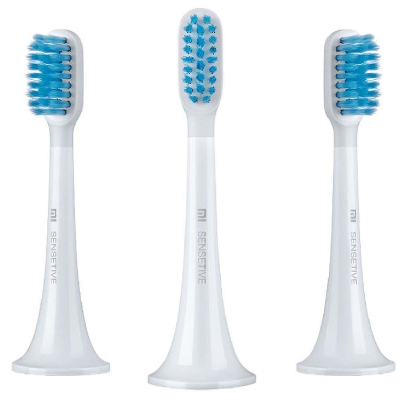 Сменные насадки для зубной щетки XIAOMI Mi Electric Toothbrush T300/T500 белая 3шт синяя щетина RU Сменные насадки для зубной щетки XIAOMI Mi Electric Toothbrush T300/T500 белая 3шт синяя щетина RU