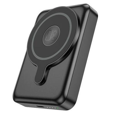 Внешний аккумулятор повербанк Power bank HOCO Q11 10000mAh 3в1 PD 20W с беспроводной зарядкой и магнитом для magsafe черный
