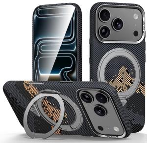 Чехол накладка для iphone 17 Pro Max (6.9) SULADA Auspicious карбон пластик с магнитом черный полосы горы