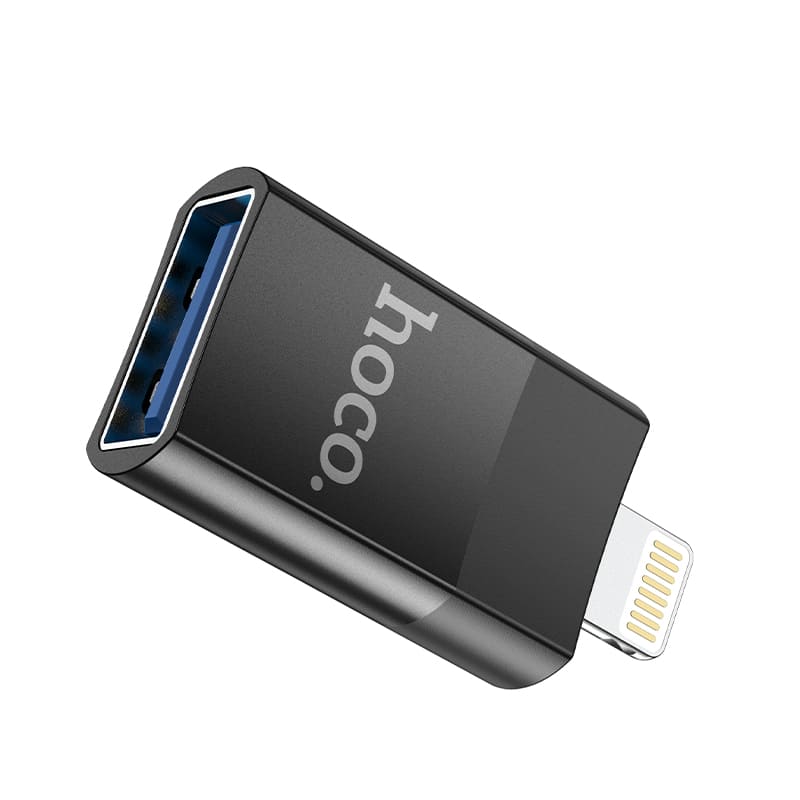 Адаптер переходник OTG с Lightning (M) на USB 2.0 (F) Hoco UA17 черный
