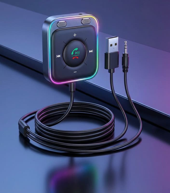 фото Блютуз aux FM трансмиттер bluetooth адаптер ресивер Joyroom JR-CB3 черный