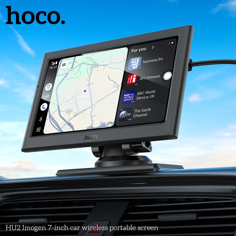 Изображение Автомобильный портативный беспроводной сенсорный монитор экран HOCO HU2 7d черный сайта akstel.ru фото Автомобильный портативный беспроводной сенсорный монитор экран HOCO HU2 7d черный