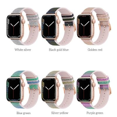 Ремешок для Apple Watch 38/40/41mm HOCO WA11 Diamond series серебро с золотой пряжкой