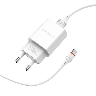 Сетевое зарядное устройство + кабель Type-C Borofone BA20A 1USB 2.1A белый
