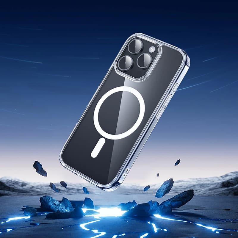 фото Чехол накладка для iphone 16 Pro Max (6.9) HOCO Armour magnetic защита углов силикон+пластик с магнитом для magsafe матовая черная