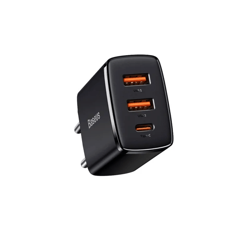 фото Сетевое зарядное устройство Адаптер Блок питания Baseus Compact PD 30W+2QC3.0 / Type-C USB-C+2USB черное CCXJ-E01